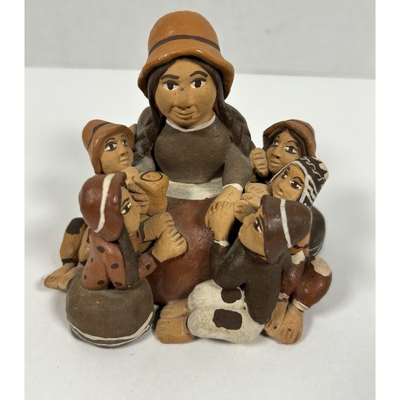 Other - Peru Storyteller Whistle Mother Gathering with 5 Children Clay Art Sculpture